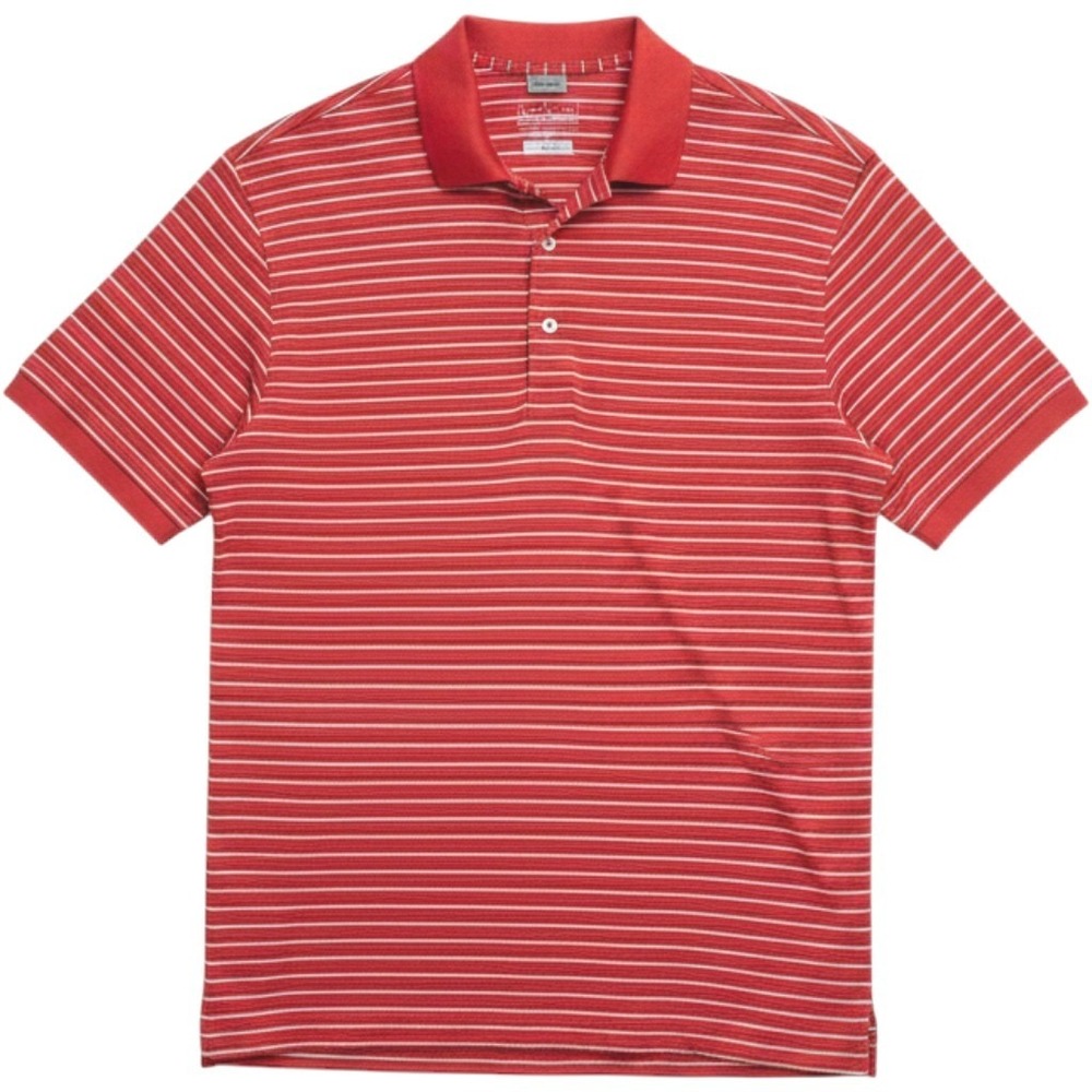 Martin Golf Polo Shirt Men Red White Stripe 100% Pima Cotton Sporty Athleisure M